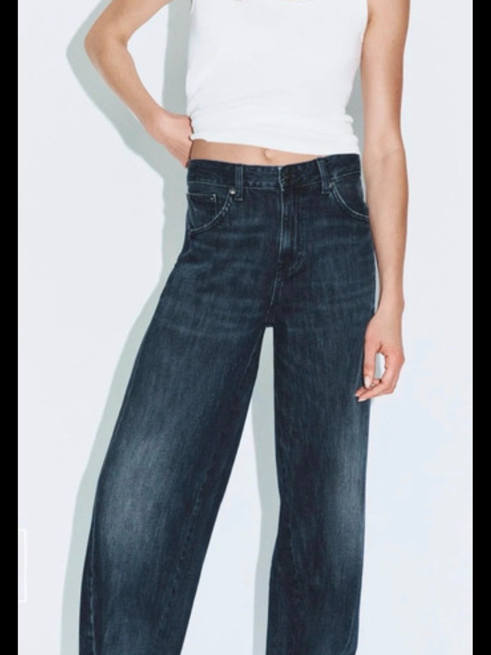 Zara Wide Leg Jeans in Dark Blue Wash NWT